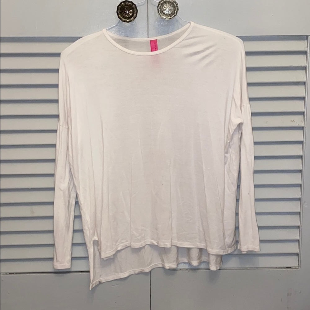 Girls white long sleeve piko top